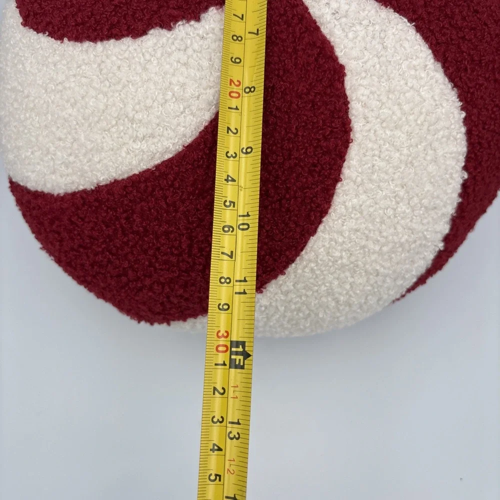 Set Of 3 Candy Cane Peppermint Christmas Cozy Sherpa Pillows PB Dupe